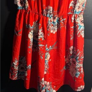 Red Floral Sleeveless Summer Romper